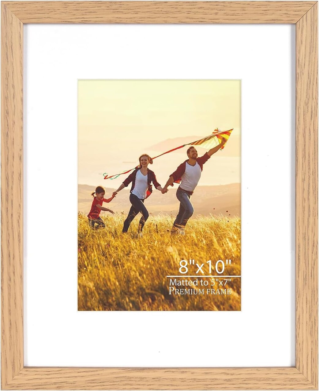 8x10 Picture Photo Frame, Oak Photo Frame Display 5x7 Pictures With Mat, 8by10 Picture Frames